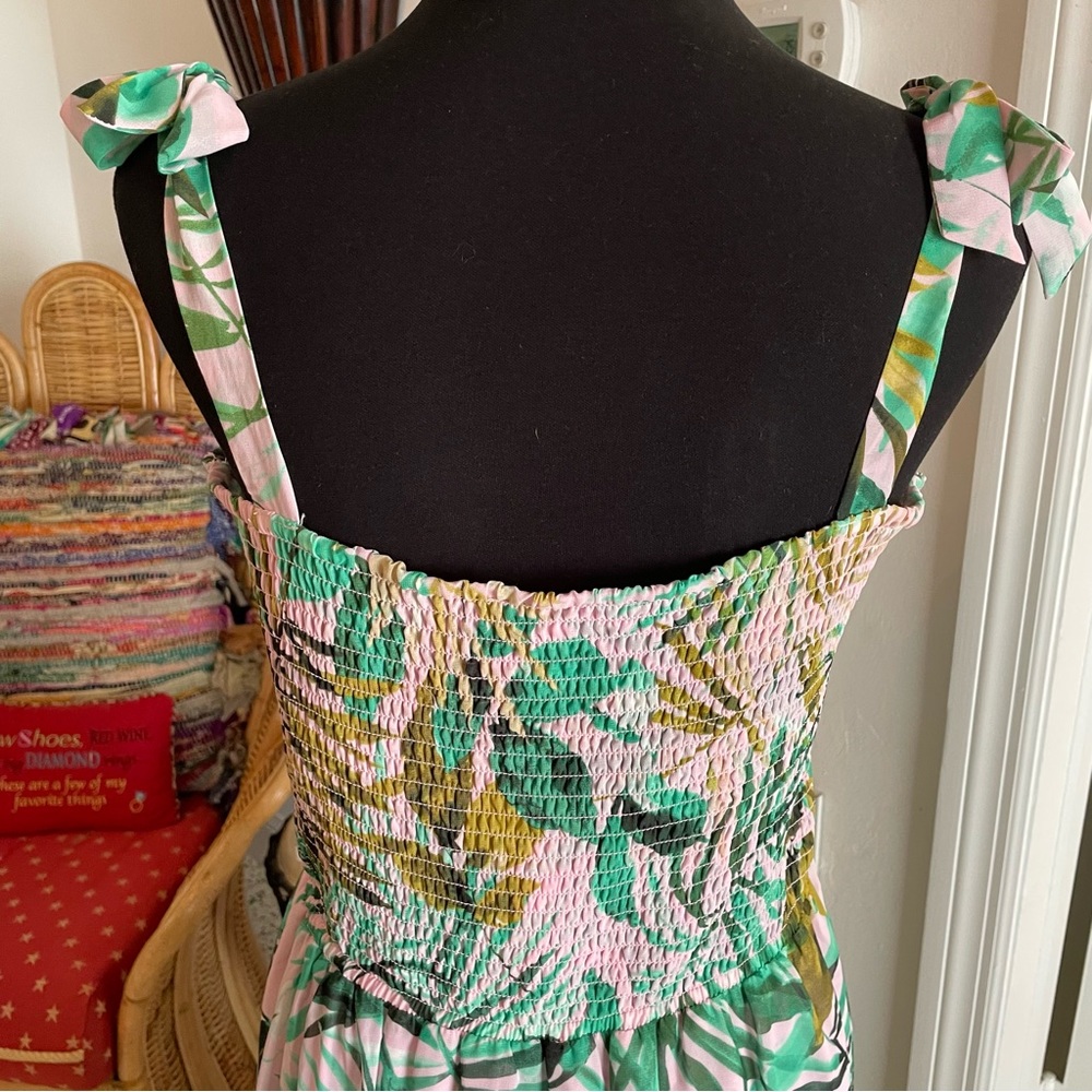 Adyson Parker Maxi Lined Sundress! Pink Palm Frond Print! NEW! Size 10 - Picture 5 of 14